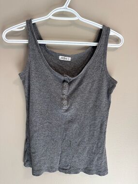 Ardene’s Women’s Gray Ribbed Button-Front Tank Size Small
